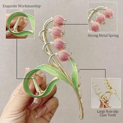 6 Pcs Hair Claw Clips for Women, Large Strong Metal Butterfly Hair Clips Flower Hair Clips for Women Thick Hair thumbnail 7