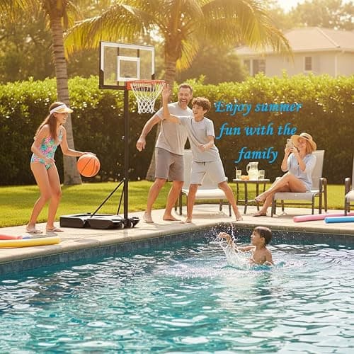WIN.MAX Basketball Hoop Outdoor 3.3-10ft Adjustable Height, 40inch Backboard with Shatterproof Backboard and Larger Base, Portable Basketball Hoop Goal System Youth/Adults in Backyard/Driveway thumbnail 9