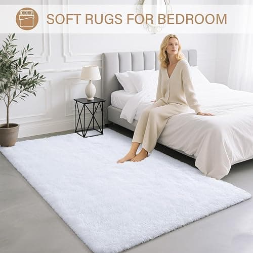 BENRON Fluffy White Rugs thumbnail 3