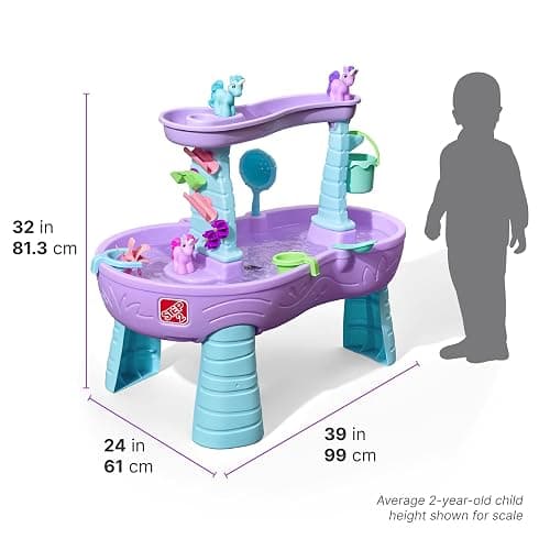 Step2 Rain Showers and Unicorns Water Table, Kids Water and Sand Activity Sensory Playset, Summer Outdoor Toys, 13 Piece Water Toy Accessories, for Toddlers 1.5+ Years Old, Blue & Purple - Rain Showers & Unicorns thumbnail 3