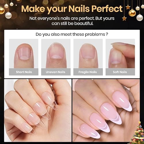 Beetles Medium Almond Nail Tips 576pcs 12 Sizes, Pre-Etched Soft Gel Nail Tips Half Matte Full Cover Press on False Nail Tips Clear Acrylic Nails Glue on Nails DIY Nail Extension Gift for Women thumbnail 4
