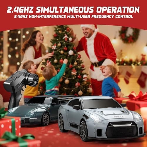 RC Drift Car, 1:24 Scale Remote Control Vehicle with LED Lights, 2.4GHz 20KM/H 4WD High Speed RC Cars, Drifting Tires＆Two Batteries, Racing Sports Toy Idea Gift for Adults Boys Girls and Kids thumbnail 6