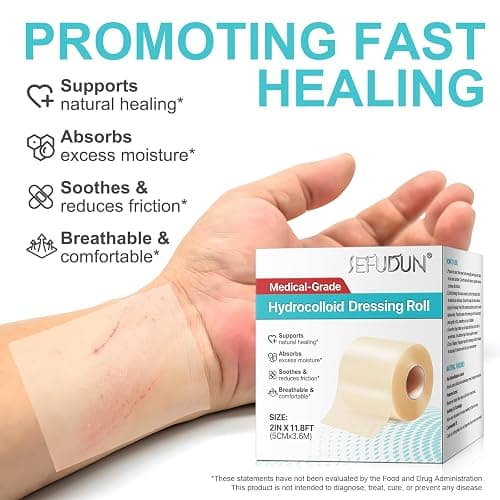 Hydrocolloid Bandages Roll for Wound Care-Cut-to-Size, Hydrocolloid Patch Bandages with Self-Adhesive, Ultra Absorbent Skin-Friendly for Blisters, Acne, Minor Wounds thumbnail 2