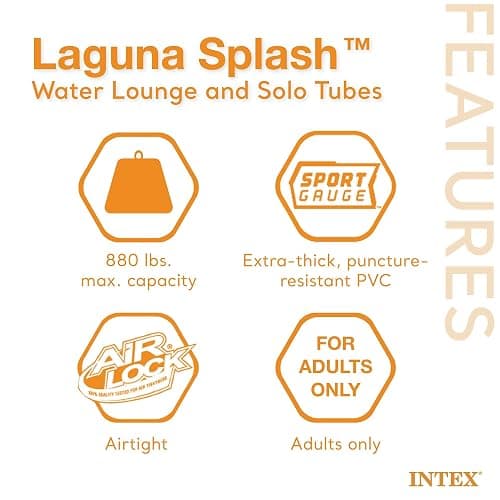 Intex Laguna Splash Island Outdoor Floating Water Raft with 2 Detachable Solo Lounge Tubes, Connectors, Built-in Cupholders, and Grab Handles, Blue thumbnail 3
