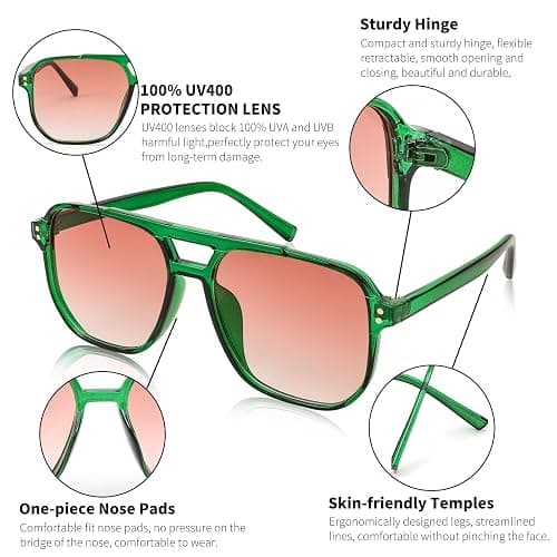 FEISEDY Retro Square Aviator Sunglasses Women Men 70s Vintage Trendy Plastic Frame Sun Glasses B2835 thumbnail 5