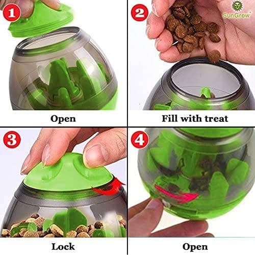 SunGrow Puppy, Small Dog Breeds, and Cat Treat Ball, Slow Pet Feeder, Boredom Buster, Adjustable Food Dispenser, Ends Naughty Chewing and Bloat, Encourages Exercise, Interactive Puzzle Feeder, 4.6” thumbnail 6