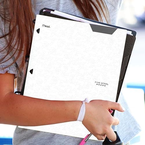 Five Star 2-Pocket Folder, Plastic Folder with Stay-Put Tabs, Fits 3-Ring Binder, Holds 8-1/2" x 11" Paper, White (333420I-ECM) thumbnail 2