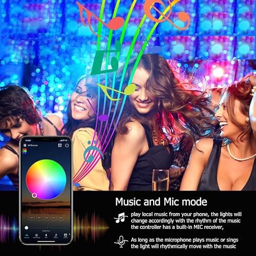 Easeking LED Lights strip for Bedroom, 50ft LED Strip Lights Indoor with Bluetooth and IR Remote,450 LEDs Smart Music Sync RGB LED Light strips,Led Lights for Bedroom Party Home Decor(2 Rolls of 25ft) thumbnail 7