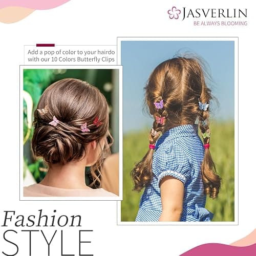 JASVERLIN Glitter Mini Butterfly Hair Claw Clips, Sparkly Colorful Hair Accessories for Girls and Women - 90s Y2K Cute, Small, Tiny Clip in 10 Assorted Colors, Set of 50 (Glitter) thumbnail 5