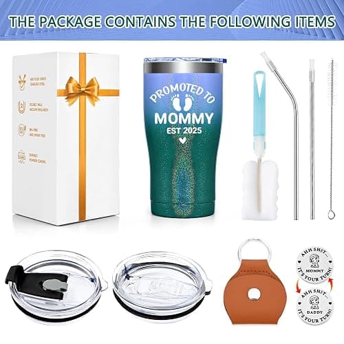 GINGPROUS 2025 New Mom Gifts, Promoted to Mommy Est 2025, Mothers Day Gifts for New Mom to be First Time Mama Pregnancy Must Have Baby Shower, 20oz Insulated Stainless Steel Travel Tumbler, Gradient thumbnail 7