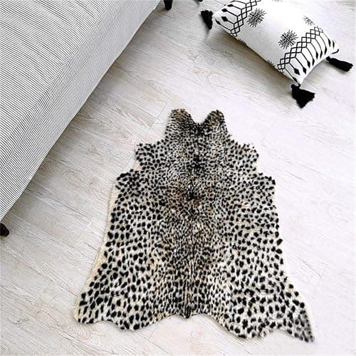 Leopard Print Rug, Faux Cowhide Cheetah Skin Rug Animal Printed Area Rug Carpet for Home Office, Livingroom, Bedroom - Leopard Print 2 - 39.4 X 37.4in thumbnail 5