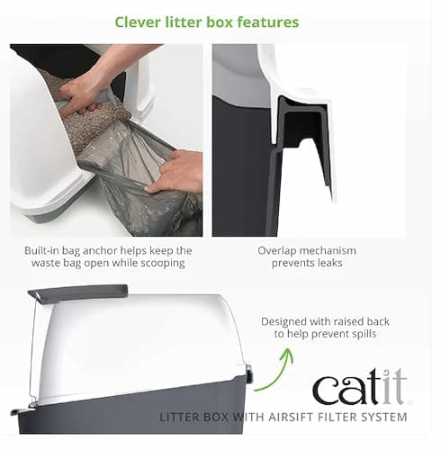 Catit Airsift Jumbo Hooded Litter Pan, Warm Gray/White - Privacy and Easy Access for Cleaning - Ideal for Larger or Multiple Cat Households thumbnail 3