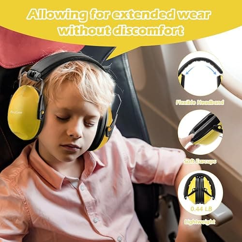 ProCase Noise Cancelling Headphones for Kids Toddler, SNR 27dB Noise Reduction Ear Muffs, Hearing Protection for Monster Jam, Concerts, Fireworks, Shooting, Air Show, Autism Sensory Needs -Yellow thumbnail 5