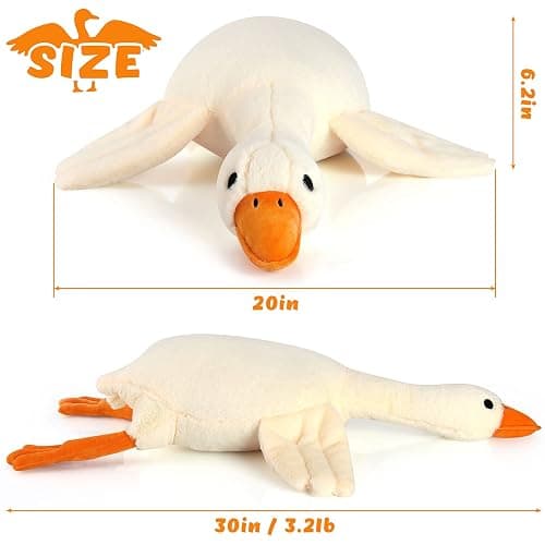 Qpewep 30" Goose Stuffed Animal Weighted Plush Toy 3.2Ibs White Swan Throw Soft Plush Sleeping Pillow Stuffed Animal Toys for Kids Gifts thumbnail 3