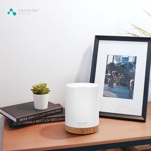 ASAKUKI 300ML Essential Oil Diffuser, Quiet 5-in-1 Premium Humidifier, Home Fragrance Aroma Diffuser with 7 LED Color Changing Light and Auto-Off Switch -Light Brown thumbnail 7