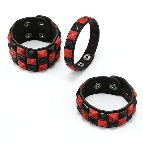 CCAKXCJJ 3PcsPunk Bracelet Leather Studded Bracelets Emo Bracelet Adjustable Goth Bracelets for Men Women thumbnail 4