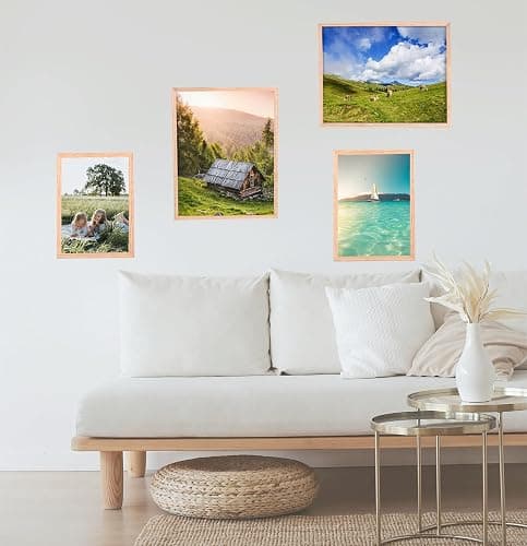 LYYYXGYP 8x10 Wood Picture Frame Set of 6 Wooden Photo Frame Natural Solid Oak Wood Grain Beige Frame with glass for Wall Hanging and Tabletop Display thumbnail 7
