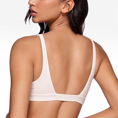 INGIA Deep V-Neck Sports Bra Padded U Back Yoga Workout Bra | Low Impact, Fitness, Yoga, Wireless, Workout, Contour, Crop Top, for Women thumbnail 3