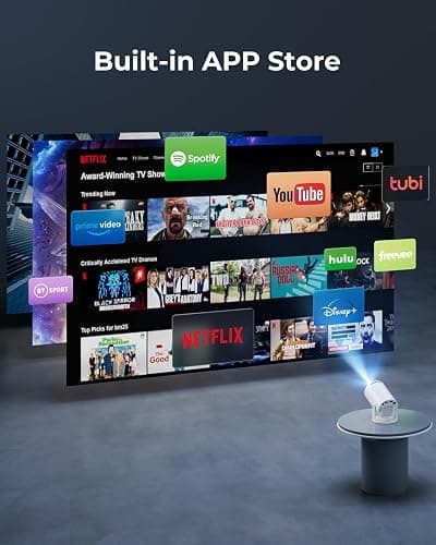 CLOKOWE Mini Projector with WiFi and Bluetooth - Built-in Apps, Smart Portable Projector with 180° Rotation, Auto Keystone, Support 1080P, Compatible with HDMI/USB/TV Stick/Smartphone/Laptop thumbnail 2