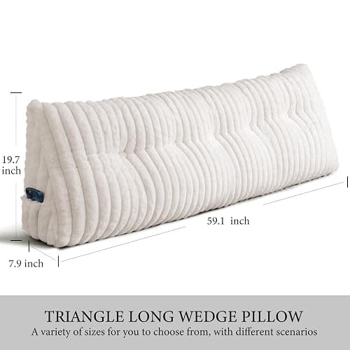 Dorivalley Headboard Pillow Queen, Triangular Wedge Pillow Headboard Queen, Cushion Headboards Reading Pillows, Backrest Pillows for Sitting in Bed or Working with Removable Cover, Beige thumbnail 2
