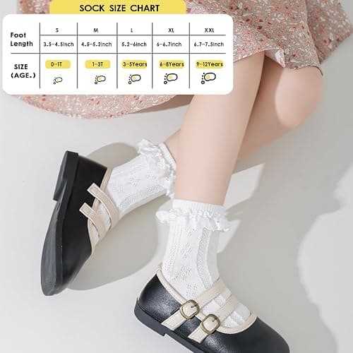 Zumou Toddler Lace Socks Girls Ruffle Eyelet Frilly Princess for Baby Little Kids thumbnail 6