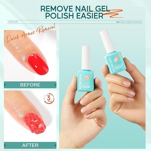 Morovan Gel Nail Polish Remover Set: Gel Polish Remover with Cuticle Oil Latex Tape Peel Off Liquid Quickly & Effectively Remove in 5 Minutes No Need Soaking or Wrapping thumbnail 3