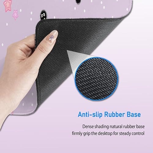 Purple Cute Mouse Pad,Large Anime Gaming Mousepad,Star Sea Urchin Office Desk Mat for Girls Women,Non-Slip Desk Protector Pad,Mouse Mat with Stitched Edges,31.5x12In,in Lavender thumbnail 4