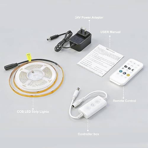 AXMOTUT 9.84ft Smart COB LED Strip Lights, 24V Warm White 2700K Dimmable LED Light Strips, High Bright LED tape light with Power Supply and app Control LED lights for TV,mirror, Kitchen Cabinet, Shelf thumbnail 7