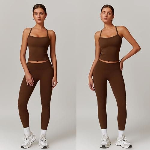 GXGPML Women 2 Piece Workout Sets (2025 NEW) Yoga Outfit Open Back Tank Top High Waisted Leggings Gym Sets Tracksuits thumbnail 2