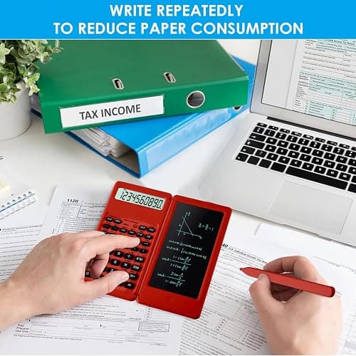 IPepul Scientific Calculators for Students, Red Math Calculator with Notepad,10-Digit Large Screen, Classroom Must Haves for Middle High School Supplies & College (Red) thumbnail 6
