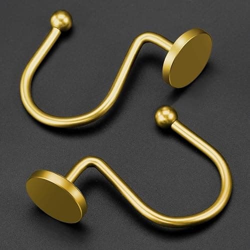*BOUGHT* Gold Shower Curtain Hooks, Rustproof Shower Curtain Rings for Bathroom, Metal Shower Hooks for Shower Curtain Rod, Modern Decorative Shower Curtain Hangers Set of 12, Round Heavy Duty Design thumbnail 3