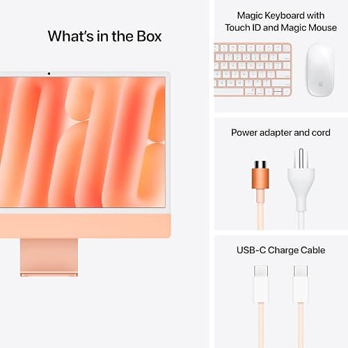Apple 2024 iMac All-in-One Desktop Computer with M4 chip with 10-core CPU and 10-core GPU: Built for Apple Intelligence, 24-inch Retina Display, 16GB Unified Memory, 256GB SSD Storage; Orange thumbnail 6