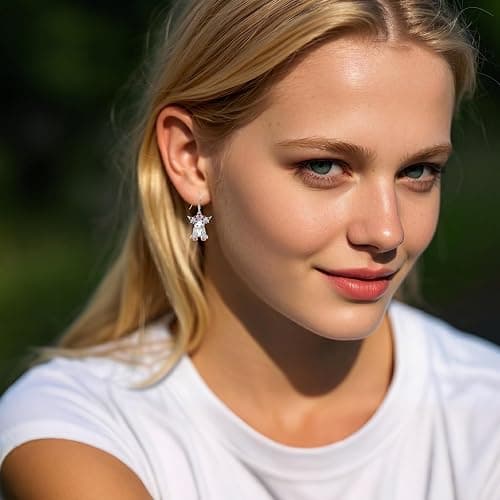 Peacock Highland Cow Earrings 18K White Gold Plated Animal Dangle Drop Earrings Jewelry Gifts for Women Lovers thumbnail 4