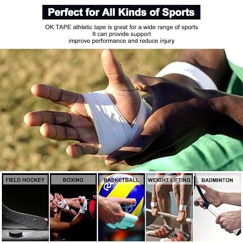 OK TAPE Athletic Sports Tape（4 Packs) - 45ft Per Roll Very Strong Tape for Athlete & Sport Trainers & First Aid Injury Wrap, Perfect for Fingers Ankles Wrist on Bat, Hockey Stick - Black thumbnail 6