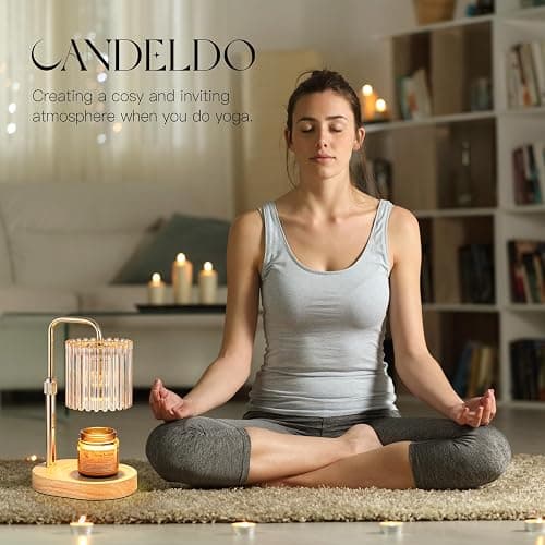 Candeldo Candle Warmer Lamp with Timer: Candle Warmer with 2 Bulbs Height Adjustable Dimmable Wax Melt Gold House Warming Gifts New Home Bedroom Kitchen Decor Gifts for Women thumbnail 7