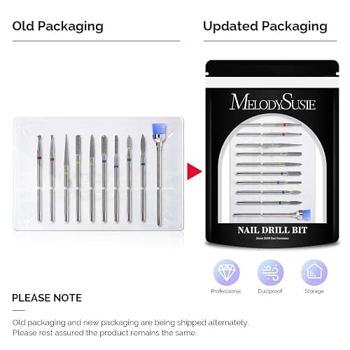 MelodySusie 10pcs Nail Drill Bits Set, 3/32 Inch Diamond Cuticle Nail Bits Kit for Nail Drill E-File, Manicure Pedicure Remover Tools for Acrylic Gel Nails, Salon Home Nail Care Supplies, Silver thumbnail 3