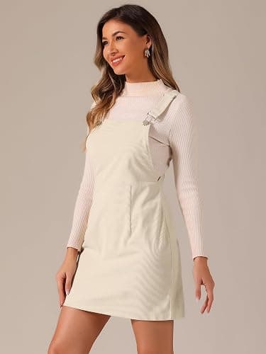 Allegra K Women Corduroy Adjustable Strap Mini Overall Dress | Sleeveless with adjustable straps. Suitable for daily casual, weekend, party. Versatile layering piece thumbnail 2