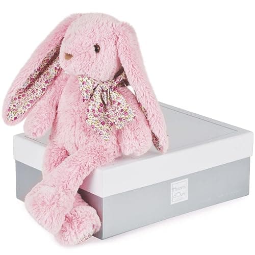Histoire d'Ours - Peluche Lapin Rose - Copains Calins - Boîte Cadeau - Taille 25 Cm - Douce et Mignonne - Doudou Idée Cadeau de Naissance, Noël ou Anniversaire pour Bébé ou Enfants - HO2434 - Image 1