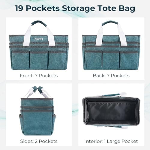 Nicpro Craft Organizer Art Bag, Tote Bag For Art Supply Storage, Portable Supply Organizers Caddy with Multiple Pockets, Craft Bag for Drawing, Scrapbooking, Journal, Sewing, School, Office Supplies thumbnail 2