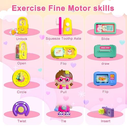 Montessori Busy Board for 1-2 Year Old Girl Gift,Musical Toys for Toddlers 1-3 Year,Educational Fine Motor Baby Toys for 12 18 Months,Perfect for Preschool or Travel,Birthday Gift for 1+Year Old Girl thumbnail 5