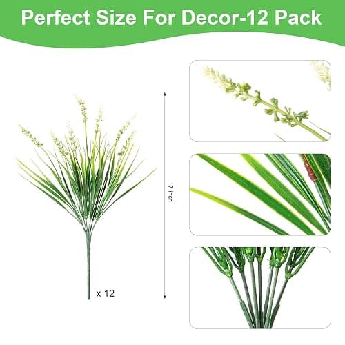 Ammyoo Artificial Faux Plants Flowers for Outdoor Decorations, Fake Monkey Grass for Outside Porch Patio, No Fade Realistic Greenery Plant, UV Resistant Artificial Shrubs for Courtyard Window Garden thumbnail 7