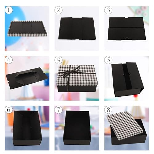 Luxury Gift Boxes,5 Pack Large Gift Boxes Gift Boxes Decorative Gift Boxes Christmas Gift Boxes Wedding Gift Boxes,9.8x7x3.3 With Plaid Lids & Ribbon, Decorative Christmas, Wedding & Birthday Gift Boxes thumbnail 5