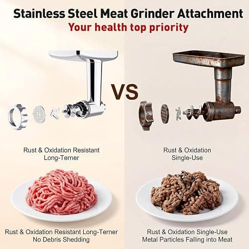 COFUN Stainless Steel Meat Grinder for KitchenAid Mixer | Meat Grinder with Meatball Maker, Sausage Stuffer, Dishwasher Safe, Compatible with All KitchenAid Stand Mixers thumbnail 6