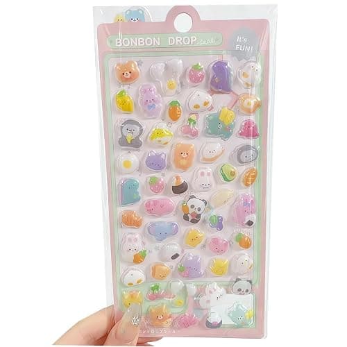 3D Puffy Stickers, 4 Sheets 200+ Kawaii Resin Decorative Stickers for Phone Case, Notebook, Scrapbooking (Style-2) thumbnail 6