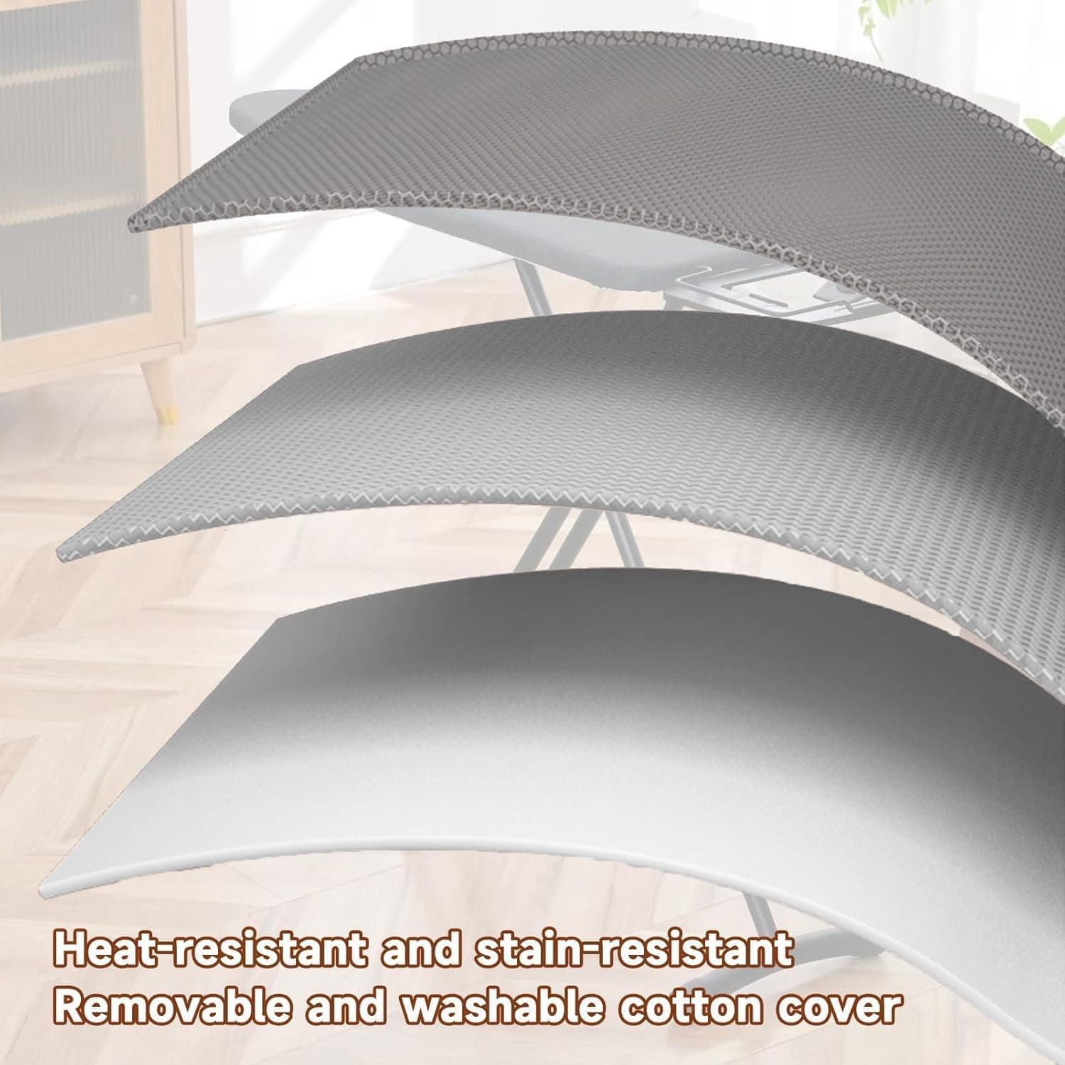 Quintin Ironing Board 110×33cm Folding Iron Board with Iron Rest | 73-90cm Adjustable Height Heavy Sturdy Legs,Extra Thick Heat Resistant Surface Cover, Space Saving Design Home thumbnail 5