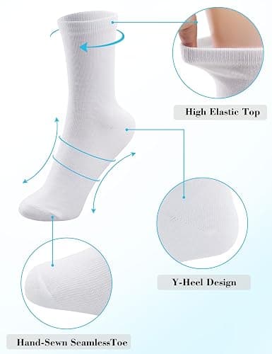 Duufin 12 Pairs Women's Crew Socks Mid Calf Lightweight Casual Gym Workout Plain Sock Ladies Crew Socks - Black - 5-9 thumbnail 3