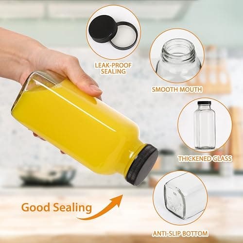 AuroTrends 12 oz Glass Bottles with Lids 3Pack for Juicing, Water, Kombucha - 360ml Portable Juicing Bottles Reusable Glass 12oz (12fl.oz, Set of 3) thumbnail 4
