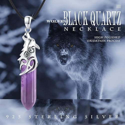 CUOKA MIRACLE Wolf Necklace 925 Men Sterling Silver Wolf Crystal Pendant Wolf Head Jewelry Wolf Gift for Men Women thumbnail 6