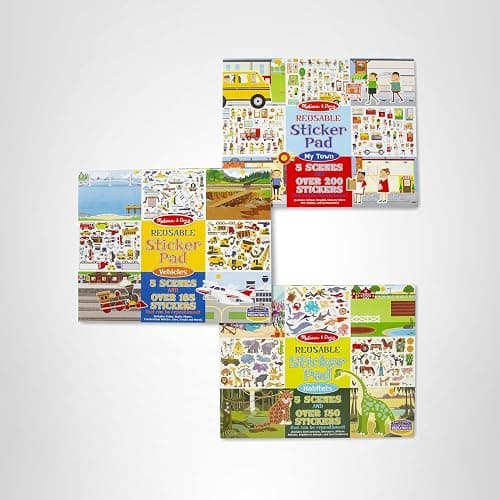 Melissa & Doug Reusable Sticker Pads Set: Habitats, Vehicles, Town: 115 Stickers thumbnail 10