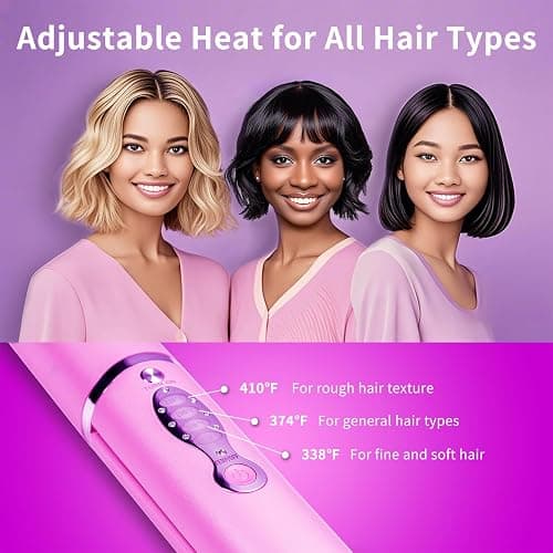 Madodioss Mini Cordless Hair Straightener and Curler 2 in 1 with Dual Voltage for Travel, Small Titanium Flat Iron for Short Hair, Portable, USB-C Rechargeable, Fast Heating, 5000mAh Battery, 3 Temp Settings (Shocking Pink) thumbnail 5